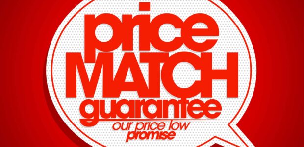 Price match guarantee speech bubble.