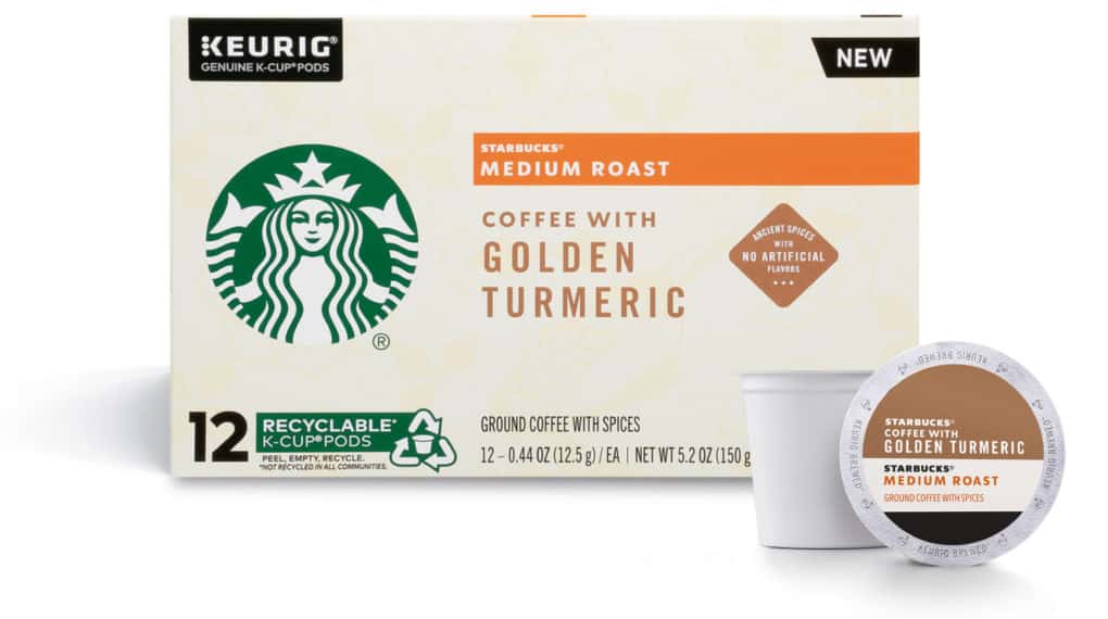 Save 2.00 off (1) Starbucks Golden Turmeric KCup Coffee Pods Coupon