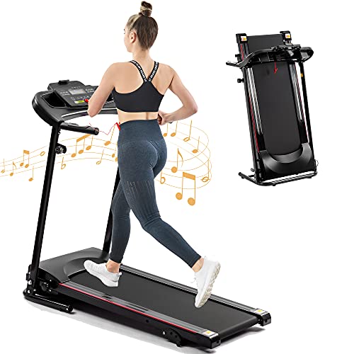 Folding Electric Treadmill, Foldable Under Desk Treadmills with Incline, 300 lb Capacity, Portable Compact Mini Auto Motorized Power Running Walking Machine for Home Office Apartment Small Space (A)