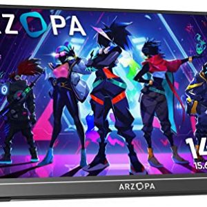 Arzopa 15.6'' 144Hz Portable Gaming Monitor, 1080P FHD Portable Monitor with HDR, Ultra Slim, Eye Care, External Second Screen for Laptop, PC, PS5, Mac, Raspberry Pi, Xbox, Switch