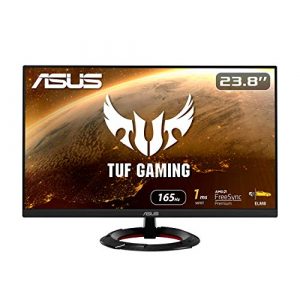 ASUS TUF Gaming 23.8” 1080P Monitor (VG249Q1R) - Full HD, IPS, 165Hz (Supports 144Hz), 1ms, Extreme Low Motion Blur, Speaker, FreeSync™ Premium, Shadow Boost, VESA Mountable, DisplayPort, HDMI