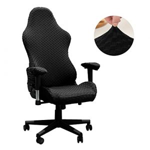 BIETYONE Gaming Chair Covers Office Computer Chair Slipcovers Small Squares Stretch Washable Slipcovers for Armchair Game Chair Computer Boss Chair,Black