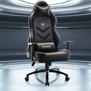 Fuqido Big and Tall Gaming Chair 350lbs-Racing Style Computer Gamer Chair,Ergonomic Desk Office PC Chair with Wide Seat, Reclining Back, Adjustable Armrest for Adult Teens-Black