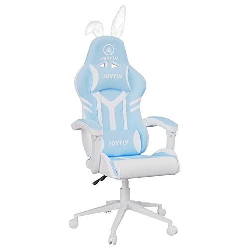 JOYFLY Kawaii Gaming Chair for Girls, Kawaii Computer Gamer Chair for Teens Adults Ergonomic PC Chair with High Back, Headrest, and Lumbar Support (Light Blue)