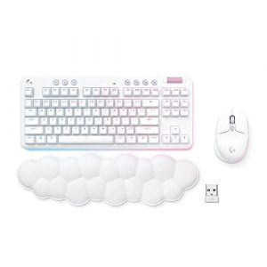 Logitech G Wireless Gaming Combo, G715 Keyboard and G705 Mouse, Customizable LIGHTSYNC RGB Lighting, Lightspeed Wireless, Bluetooth, PC/Mac/Laptop - White Mist