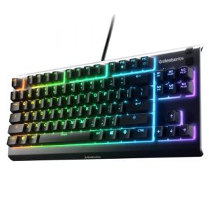 SteelSeries Apex 3 TKL RGB Gaming Keyboard – Tenkeyless Compact Form Factor - 8-Zone RGB Illumination – IP32 Water & Dust Resistant – Whisper Quiet Gaming Switch – Gaming Grade Anti-Ghosting