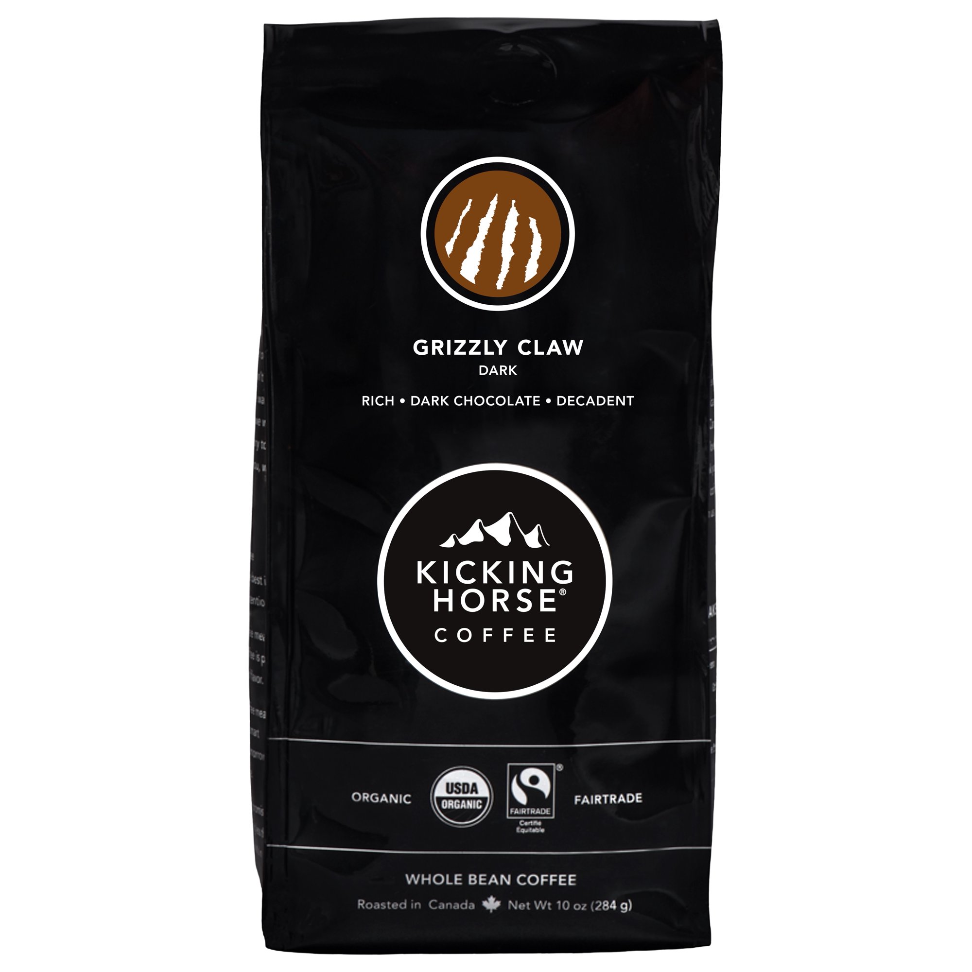 Kicking Horse Coffee, Grizzly Claw, Dark Roast, Whole Bean Coffee, 10 oz