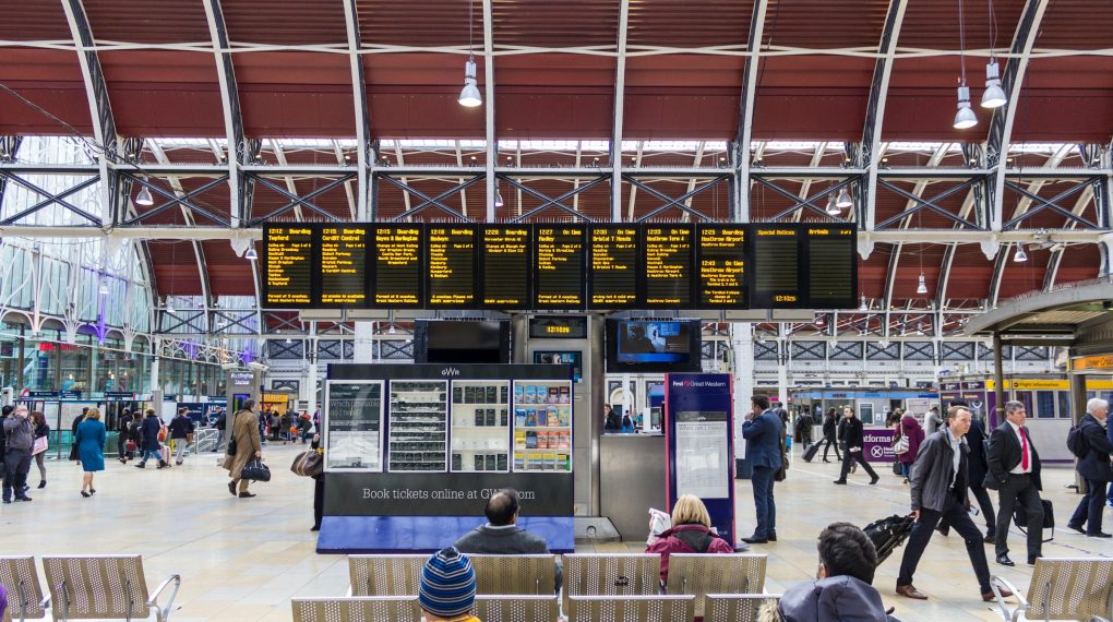 Paddington Station arrivals and departures board