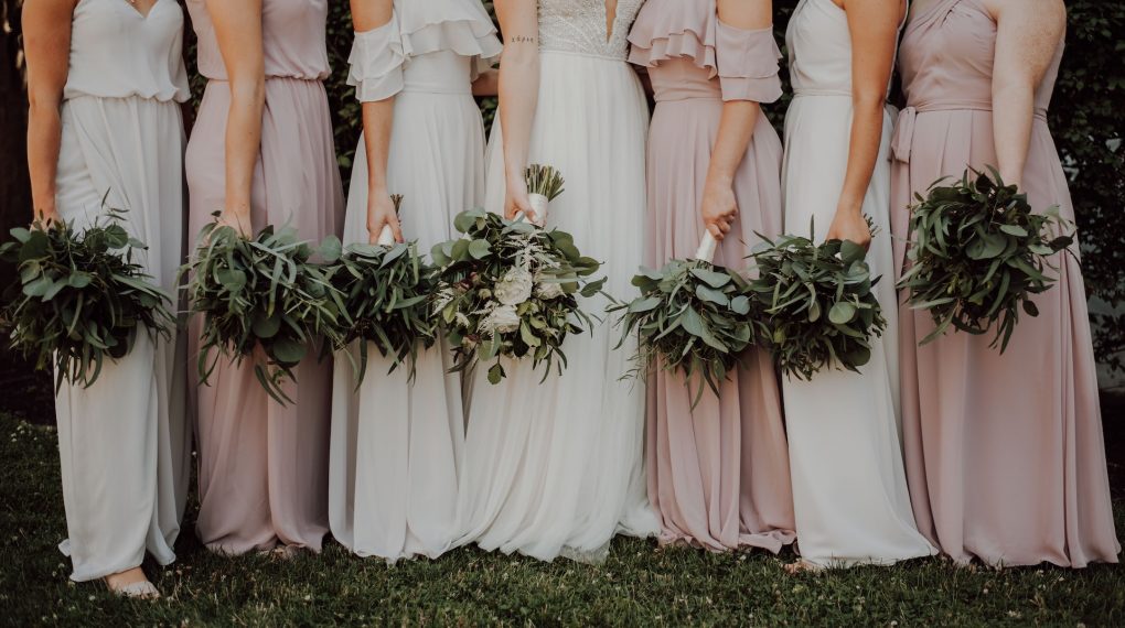 Wedding Celebrating Bride and Their Flowers