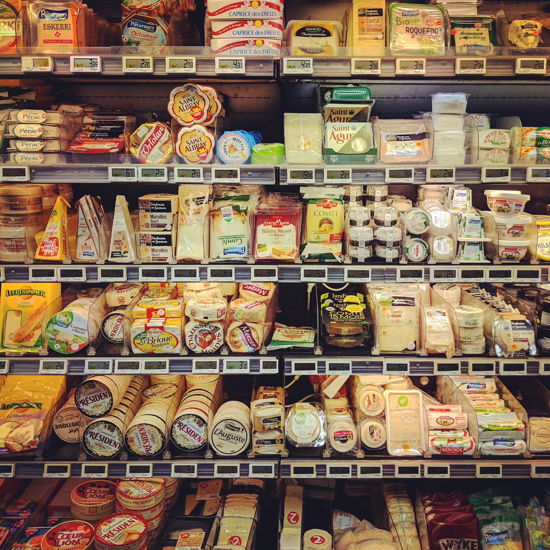 grocery shopping - cheese shelf