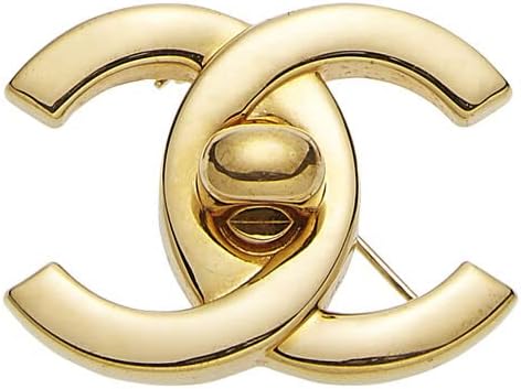CHANEL, Pre-Loved Gold 'CC' Turnlock Pin Large, Gold