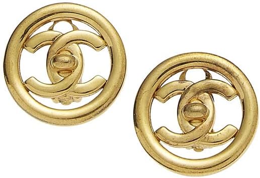 CHANEL, Pre-Loved Gold CC Turnlock Circle Earrings Small, Gold