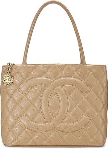 Chanel, Pre-Loved Beige Quilted Caviar Medallion Tote, Beige