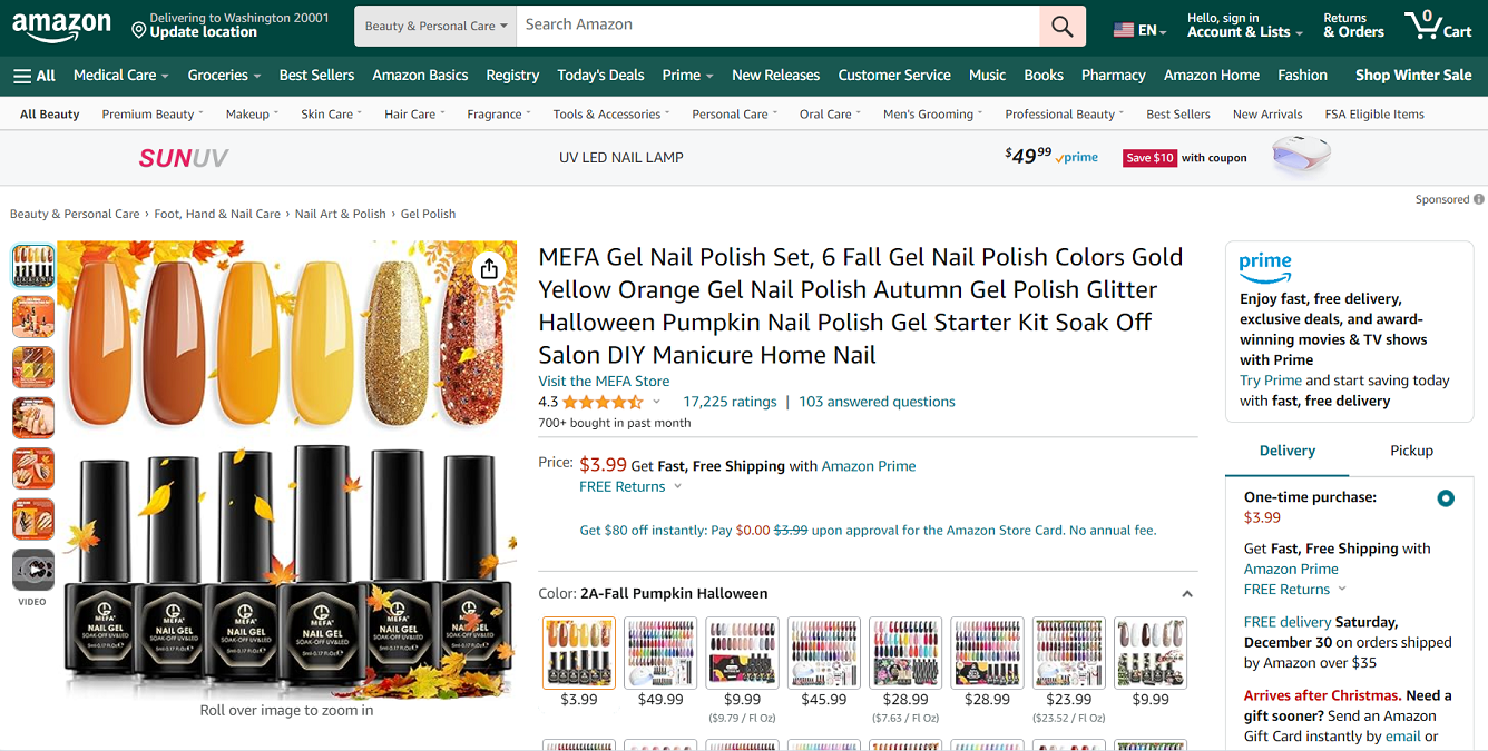 Grab 6 Fall Gel Nail Colors – Mefa Gel Polish Set on Amazon at $3.99