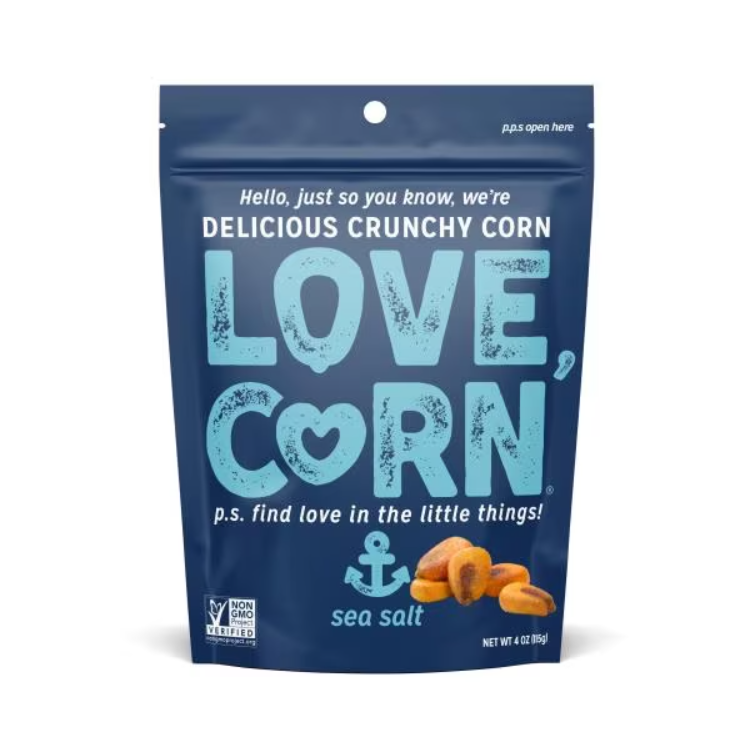 Love Corn Sea Salt, Love Corn Snacks, Crunchy Corn Snack