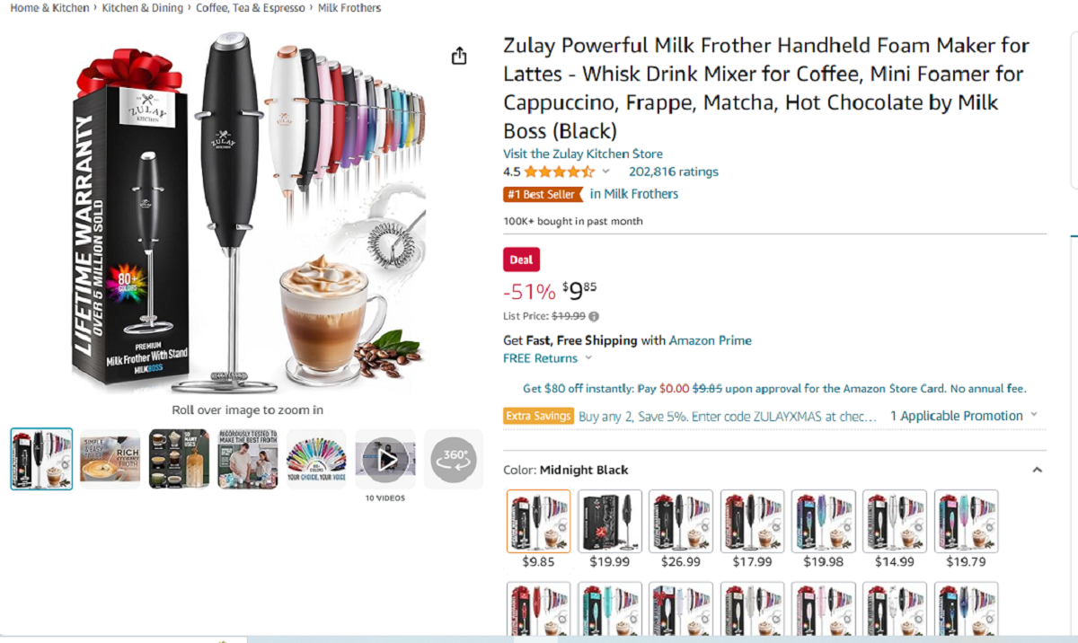 Snag Zulay Milk Frother on Amazon Now at $9.85 