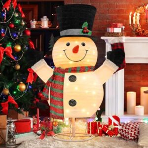 Brightever Snowman Outdoor Christmas Decorations, 30 Inch Plush Light Up Snowman Xmas Lights for Holiday Decor, Built-in 172in String Lights with 35 Warm White Incandescent Bulbs for Home, UL Listed