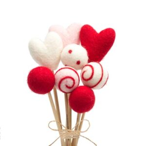 GLACIART ONE Multi-use Felt Heart Valentine Bouquet - 8 pcs | Use as Gift Artificial Bouquet, as Cake Topper, DIY Crafting, Hanging Decor, Garland, Wreath & Mobile | Eco Friendly & Essential Oil Ready
