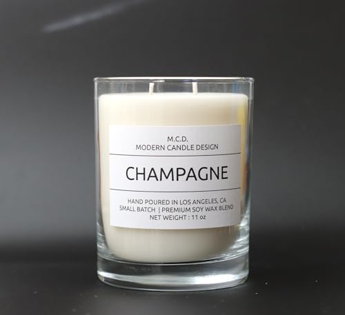 Modern Candle Design 11 oz Richly Scented Premium Soy Wax Blend Candle Handmade in The USA (Champagne)