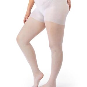 Plus Size Pantyhose for Women Soft Sheer Queen Tights 1 Pair (1X-2X, White)