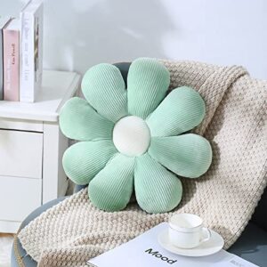 SHINUOER Daisy Pillow Flower Pillow Green Flower Shaped Throw Pillow Cute Seating Cushion Decorative Pillows for Couch Sofa Bed Decoration(15.7'',Green)
