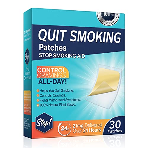 Stop Aid Patches, Helping Quit Patch, Step 1, 30 Patches, 21mg Delivered Over 24 Hours, Easy and Effective Anti-Stickers, Best Product to Help Stop (Step 1), Coupons for Nicotine Patches