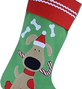 WEWILL Lovely Embroidered Dog Christmas Stockings Ideal Xmas Holiday Party Gifts for Puppy Pet 16-Inch Long(Puppy)