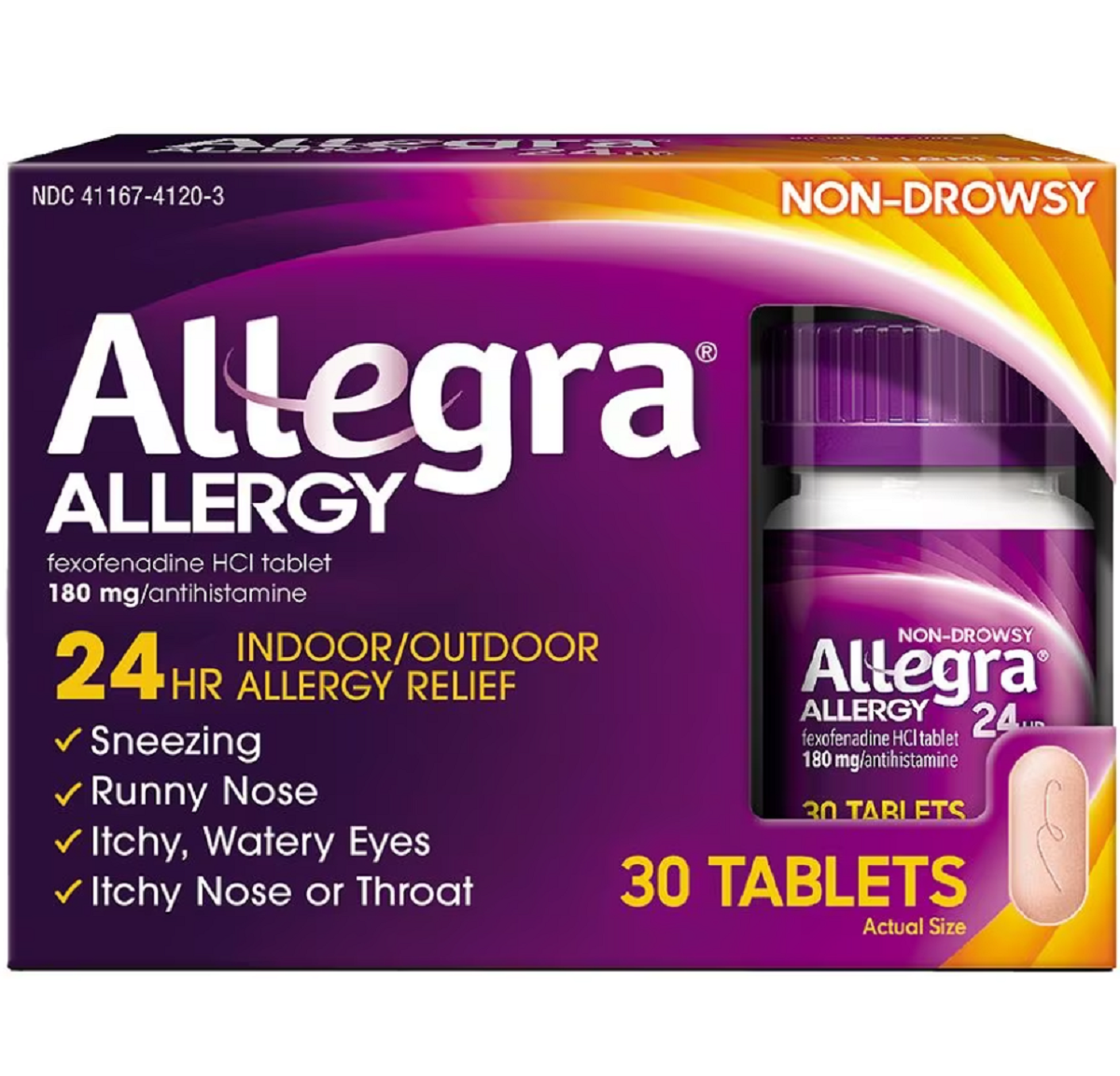 Allegra Adult 24HR Tablet 180 mg, Allergy Relief, Allegra Allergy Coupon