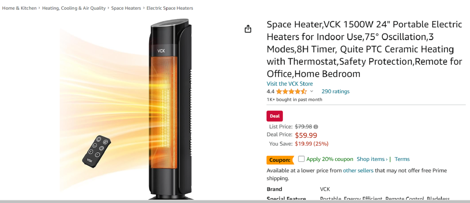 Amazon Discount Codes: Save on Heaters for Indoors