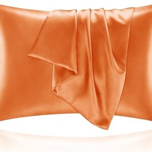BEDELITE Satin Silk Pillowcase for Hair and Skin, Burnt Orange Pillow Cases Standard Size Set of 2 Pack, Super Soft Pillow Case with Envelope Closure (20x26 Inches)