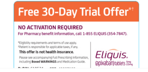 eliquis 30-day free trial printable coupon