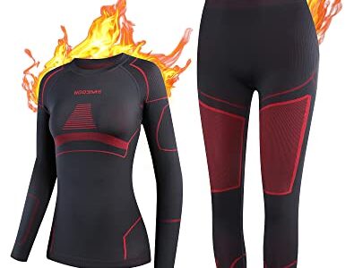 NOOYME Thermal Underwear for Women Long Johns for Women, Base Layer Women Black-red, Clothing Coupons