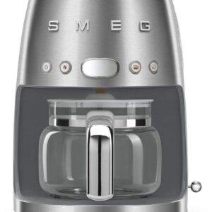 Smeg 1950's Retro Style 10 Cup Programmable Coffee Maker Machine (Stainless Steel), Large