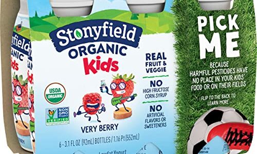 Stonyfield Organic Lowfat Yogurt Smoothies, Very Berry, 3.1 oz.,- #1 Organic Kids Yogurt, Real Fruit & Wholesome Ingredients, 6 count (Pack of 1), amazon fresh coupon
