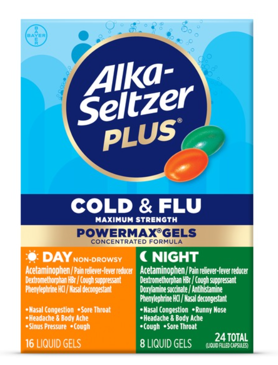 Alka-Seltzer Plus Maximum Strength Cold & Flu Power Max Gels Day + Night Liquid Gels