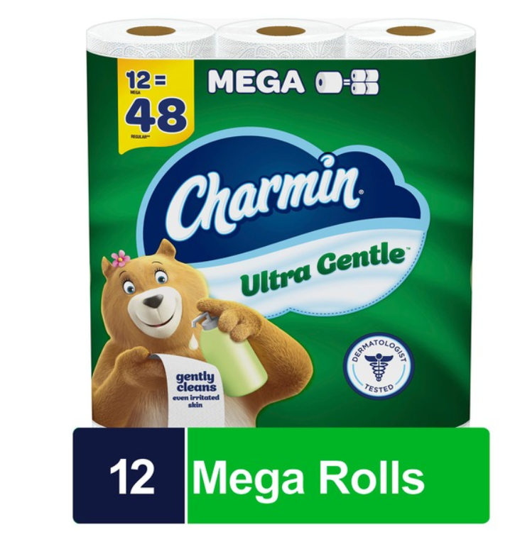 Charmin Ultra Gentle Toilet Paper, 12 Mega Rolls