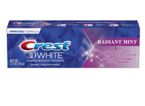 Crest Ingredients for Crest 3D White Fluoride Anticavity Whitening Toothpaste, Advanced Radiant Mint