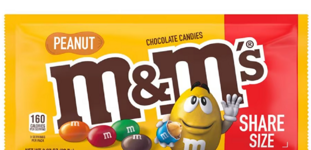 M&M's Milk Chocolate Candy Peanut, Share Size (Packaging May Vary, Mars King or Share Size Candy