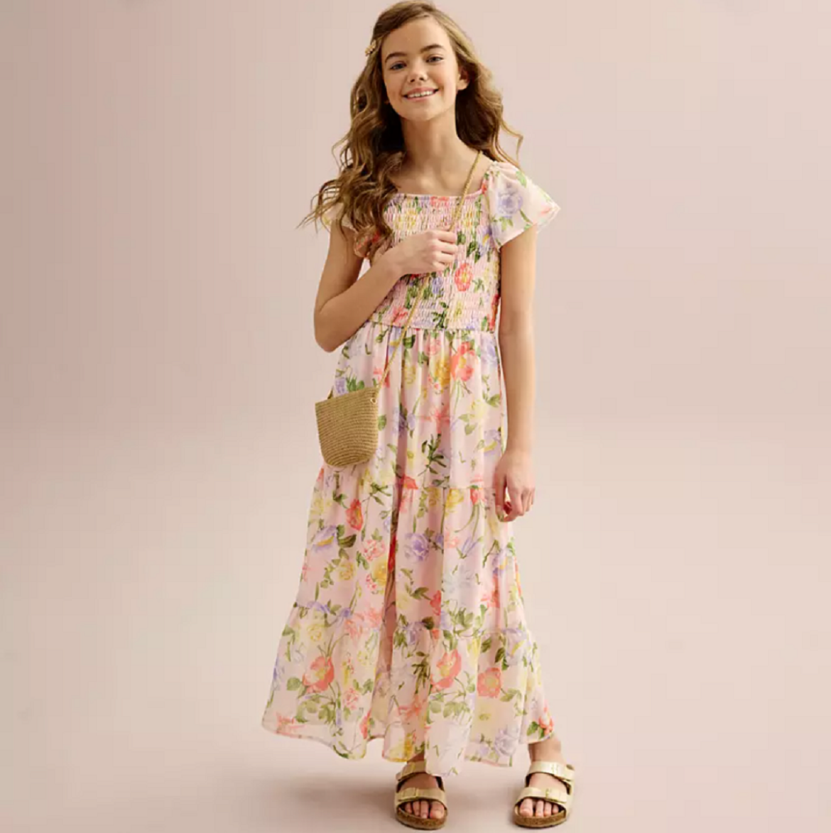 Girls 7-16 Speechless Ruffled Floral Dress with Purse, Easter season