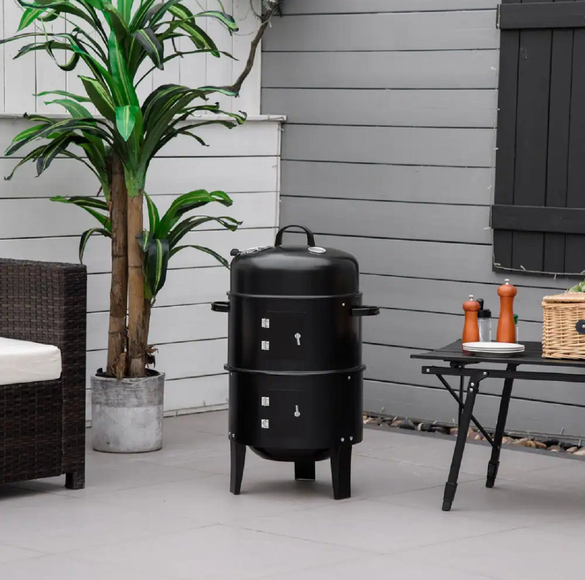 Outsunny Vertical Charcoal BBQ Smoker, Barbeques