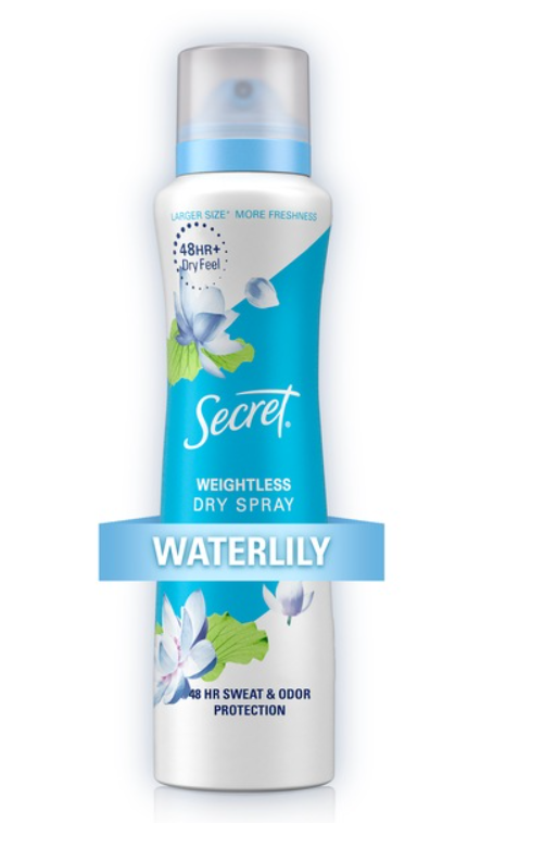 Secret Dry Spray Antiperspirant Deodorant, Waterlily and Argan Oil