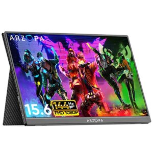 Arzopa 15.6'' 144Hz Portable Gaming Monitor, 1080P FHD Portable Monitor with HDR, Ultra Slim, Eye Care, External Second Screen for Laptop, PC, PS5, Mac, Raspberry Pi, Xbox, Switch