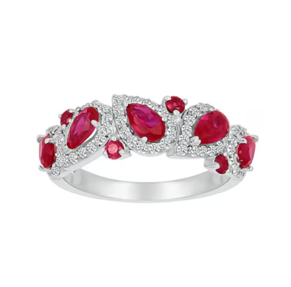 Created-Ruby-and-Created-White-Sapphire-Ring-in-Sterling-Silver, Step Mom Gifts