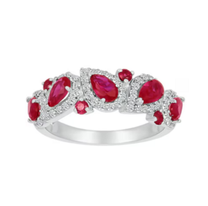 Created Ruby and Created White Sapphire Ring in Sterling Silver, Step Mom Gifts