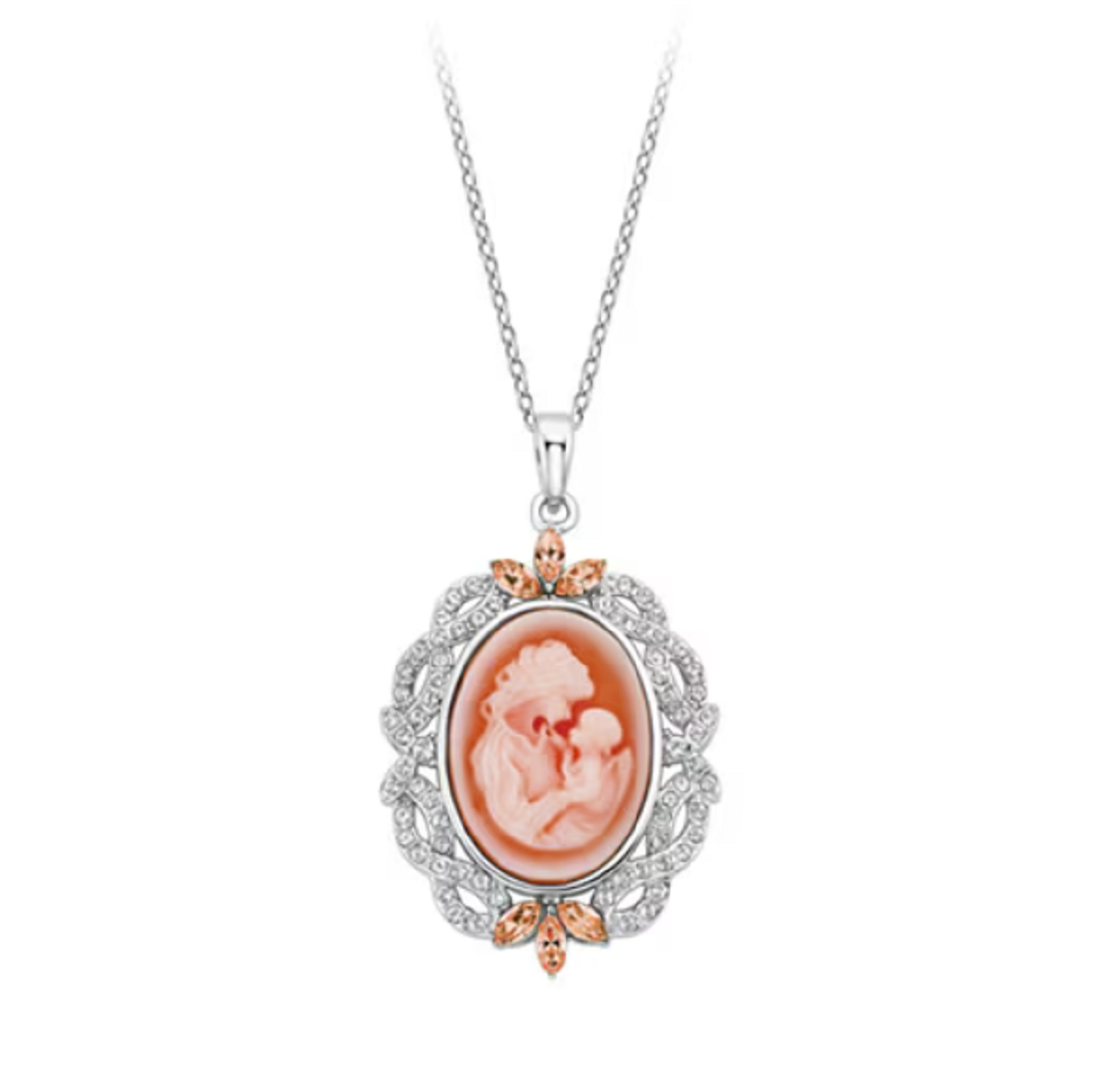 Meaningful Gifts for Mom from Daughter – Crystal Mother & Child Cameo Pendant in Sterling Silver