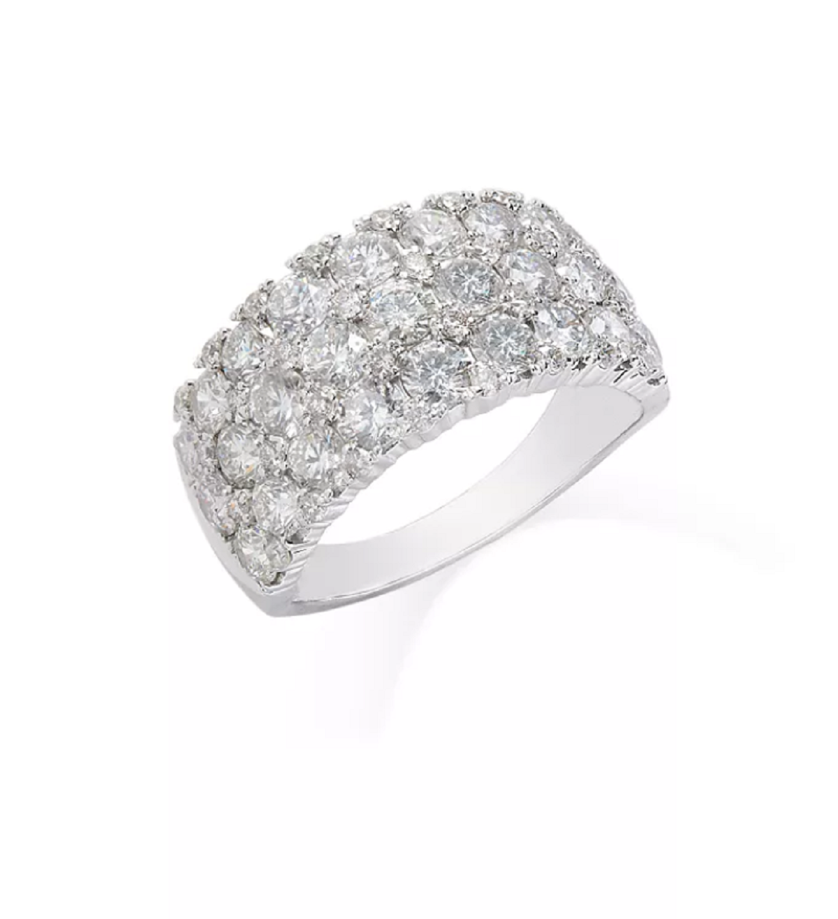 Diamond Multirow Ring in 14K White Gold, Expensive Gifts for Mom