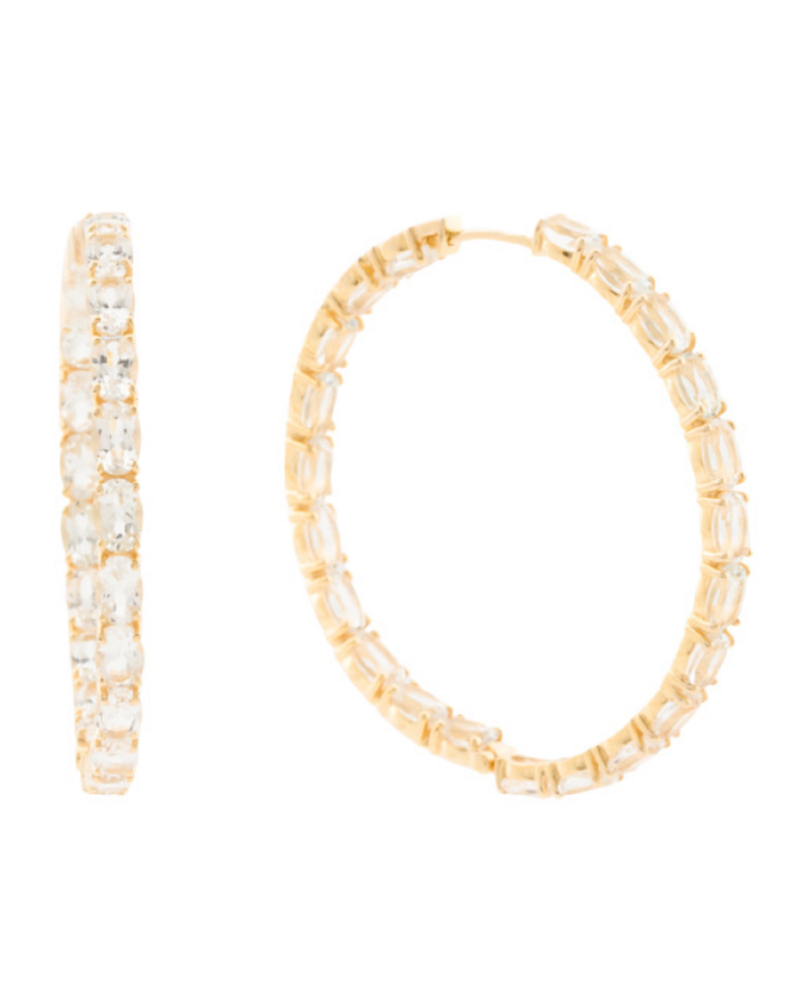 Made-In-India-14kt-Gold-Plated-White-Topaz-Hoop-Earrings, Useful Mother's Day Gifts